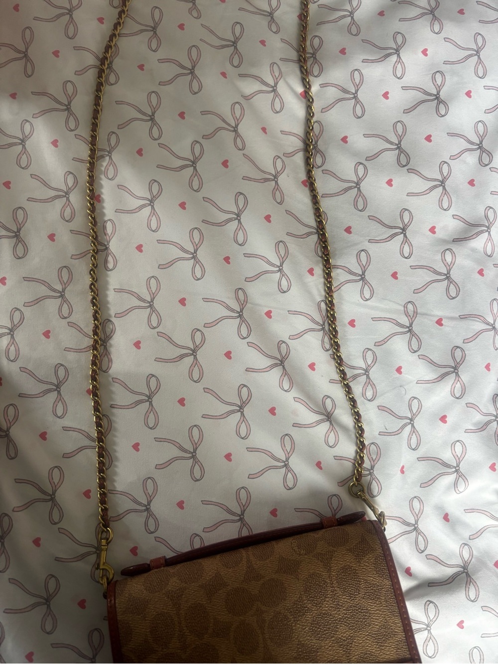 Brown Signature Crossbody with Gold Chain Strap